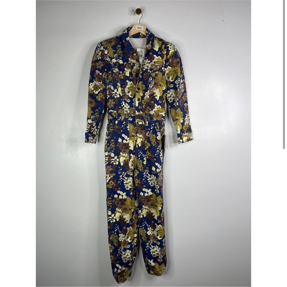 Mother Puffy Wrapper Floral Collar Jumpsuit Women's Buncha Blooms Size: XS - Picture 2 of 5
